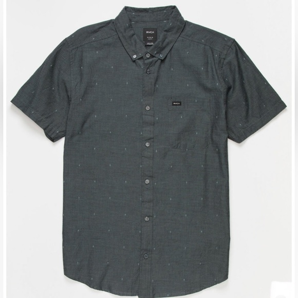 RVCA That'll Do Dobby Mens Black & Gray Shirt Size Small - Picture 1 of 4
